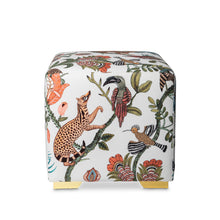 Load image into Gallery viewer, Camp Critters Linen Coral Cube Ottoman
