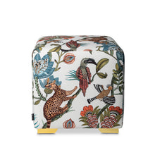 Load image into Gallery viewer, Camp Critters Linen Coral Cube Ottoman
