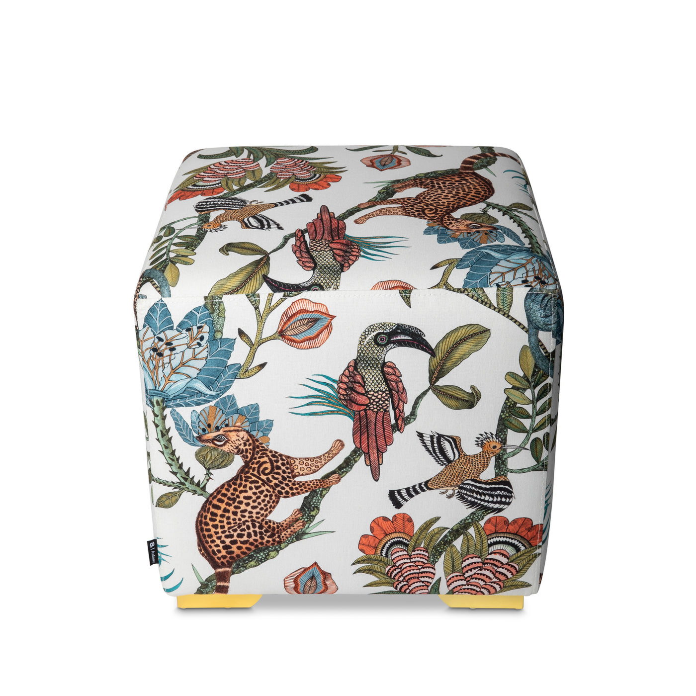 Camp Critters Linen Coral Cube Ottoman