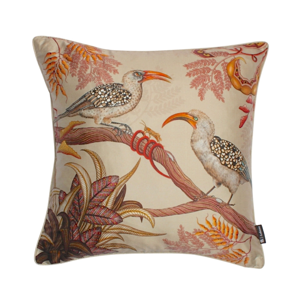 Hornbill Garden Pillow - Silk - Stone