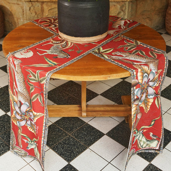 Pangolin Park Table Runner - Royal Red