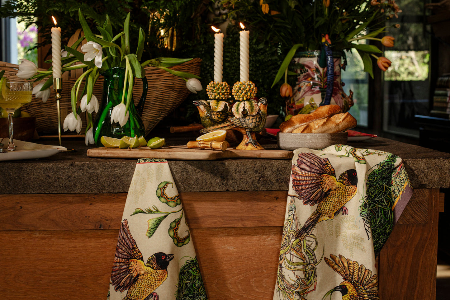 Thanda Nests Tea Towel - Stone