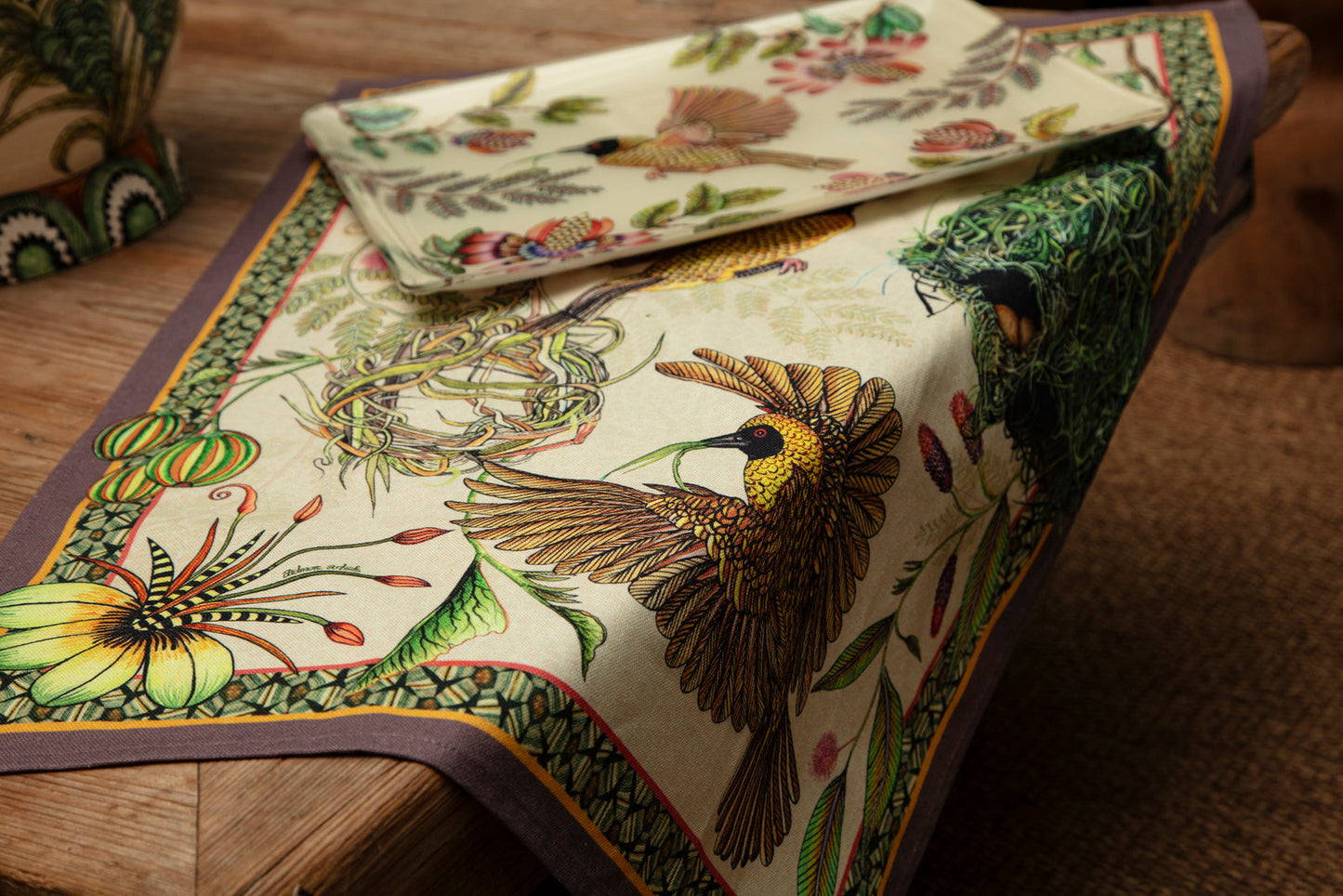 Thanda Nests Tea Towel - Stone