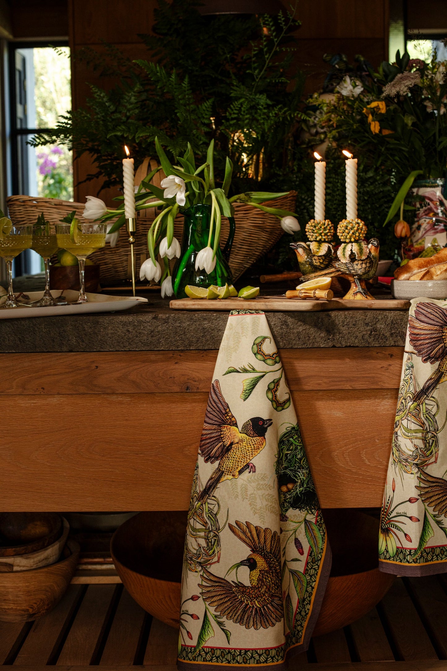 Thanda Nests Tea Towel - Stone