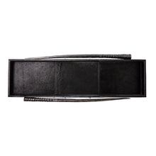 Load image into Gallery viewer, Black Cow Hide Long Rectangle Tray / Gemsbok Horn Handle
