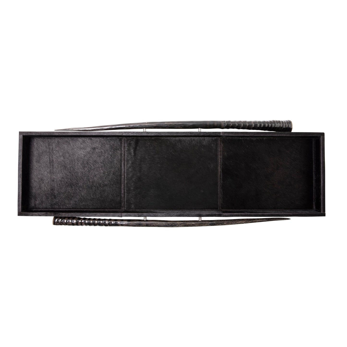 Black Cow Hide Long Rectangle Tray / Gemsbok Horn Handle