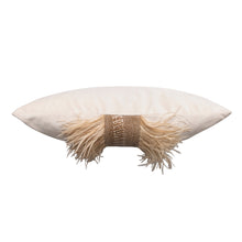 Load image into Gallery viewer, Ostrich Trim Pillow - Wheat / Velvet
