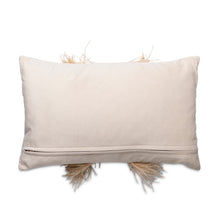Load image into Gallery viewer, Ostrich Trim Pillow - Wheat / Velvet
