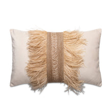 Load image into Gallery viewer, Ostrich Trim Pillow - Wheat / Velvet
