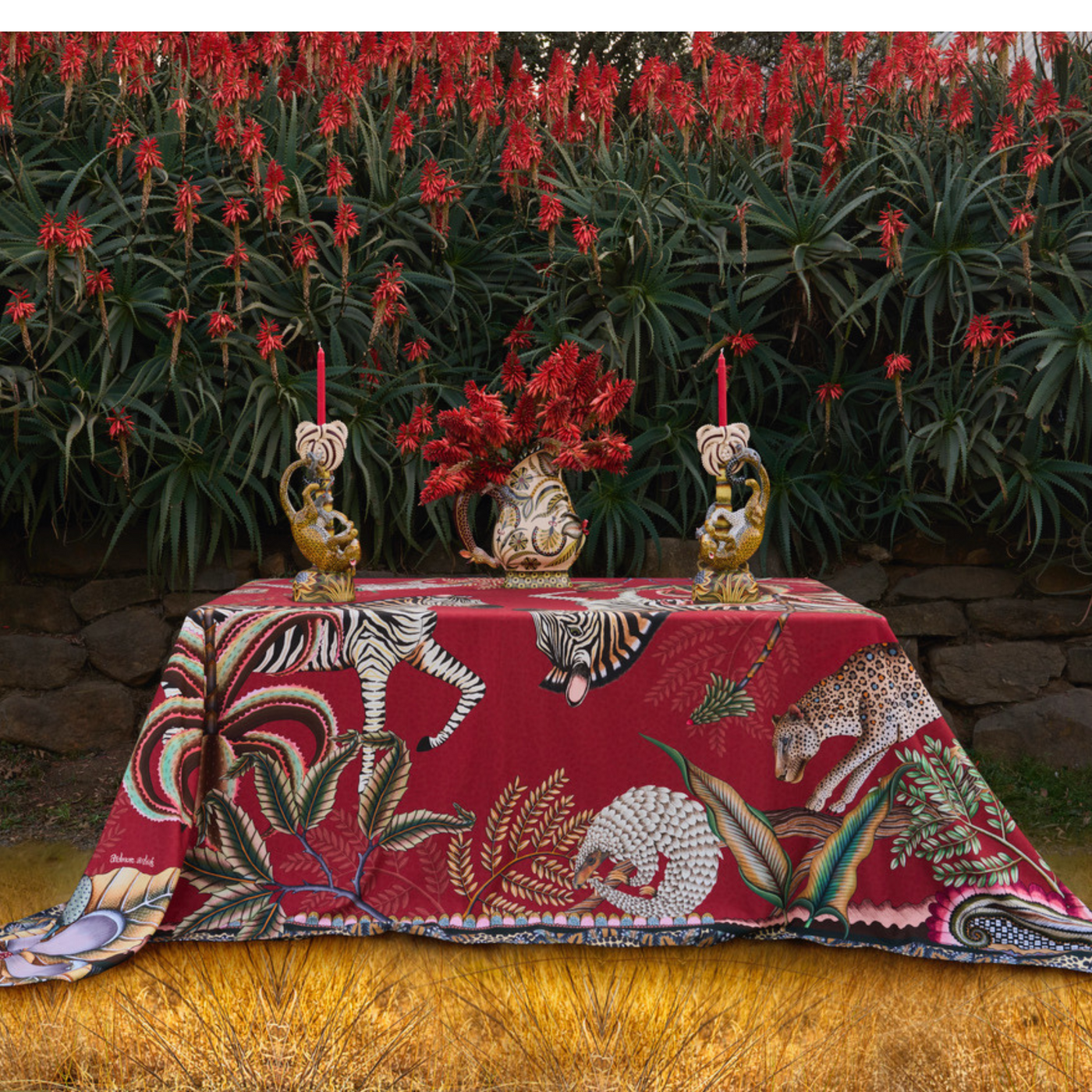 Pangolin Park Table Runner - Royal Red