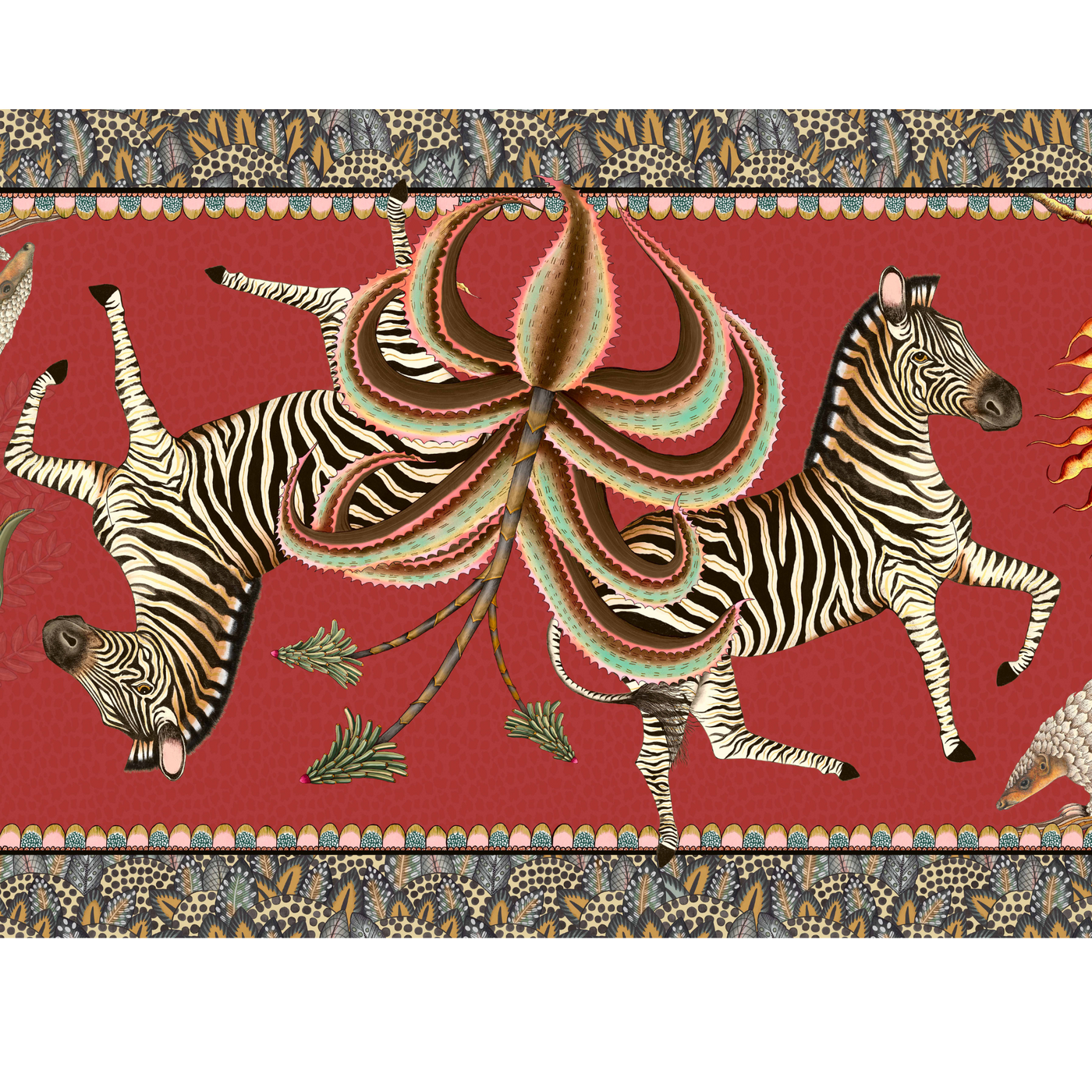 Pangolin Park Table Runner - Royal Red