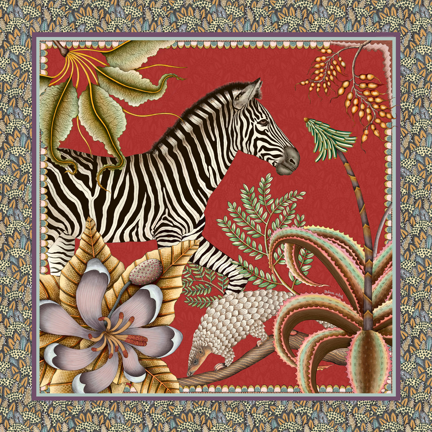 Thanda Stripe Napkins (Pair) - Royal Red