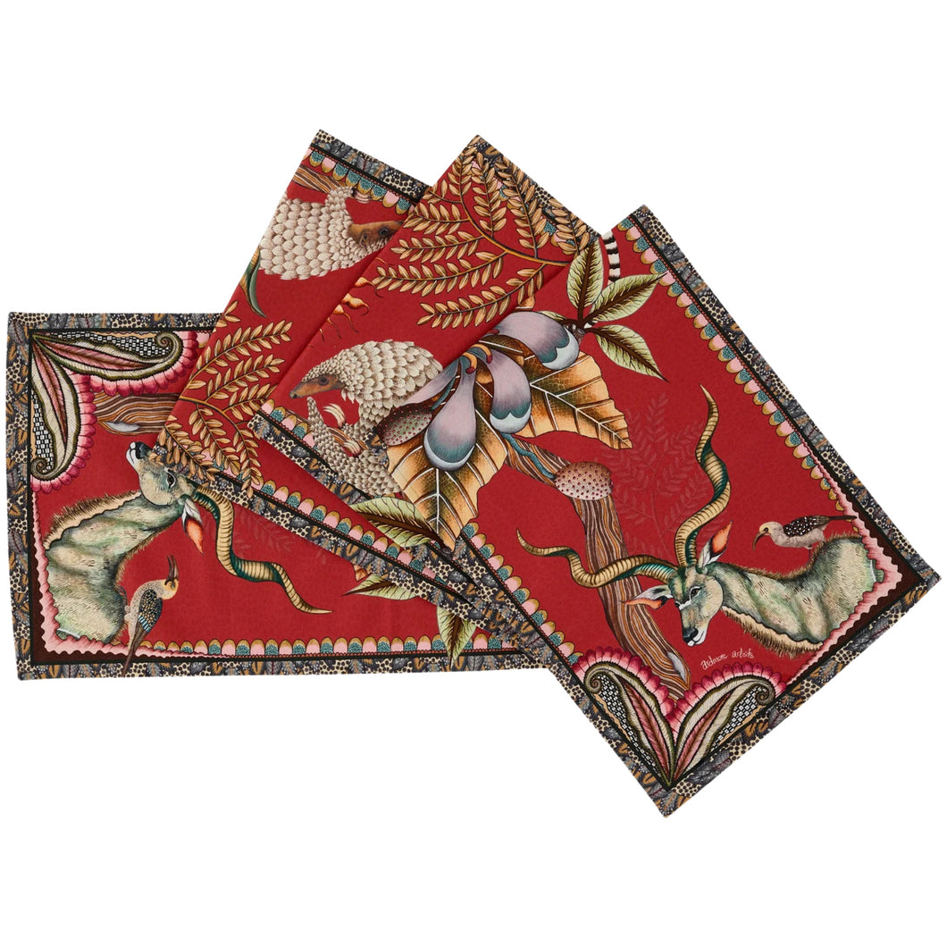 Pangolin Park Table Runner - Royal Red