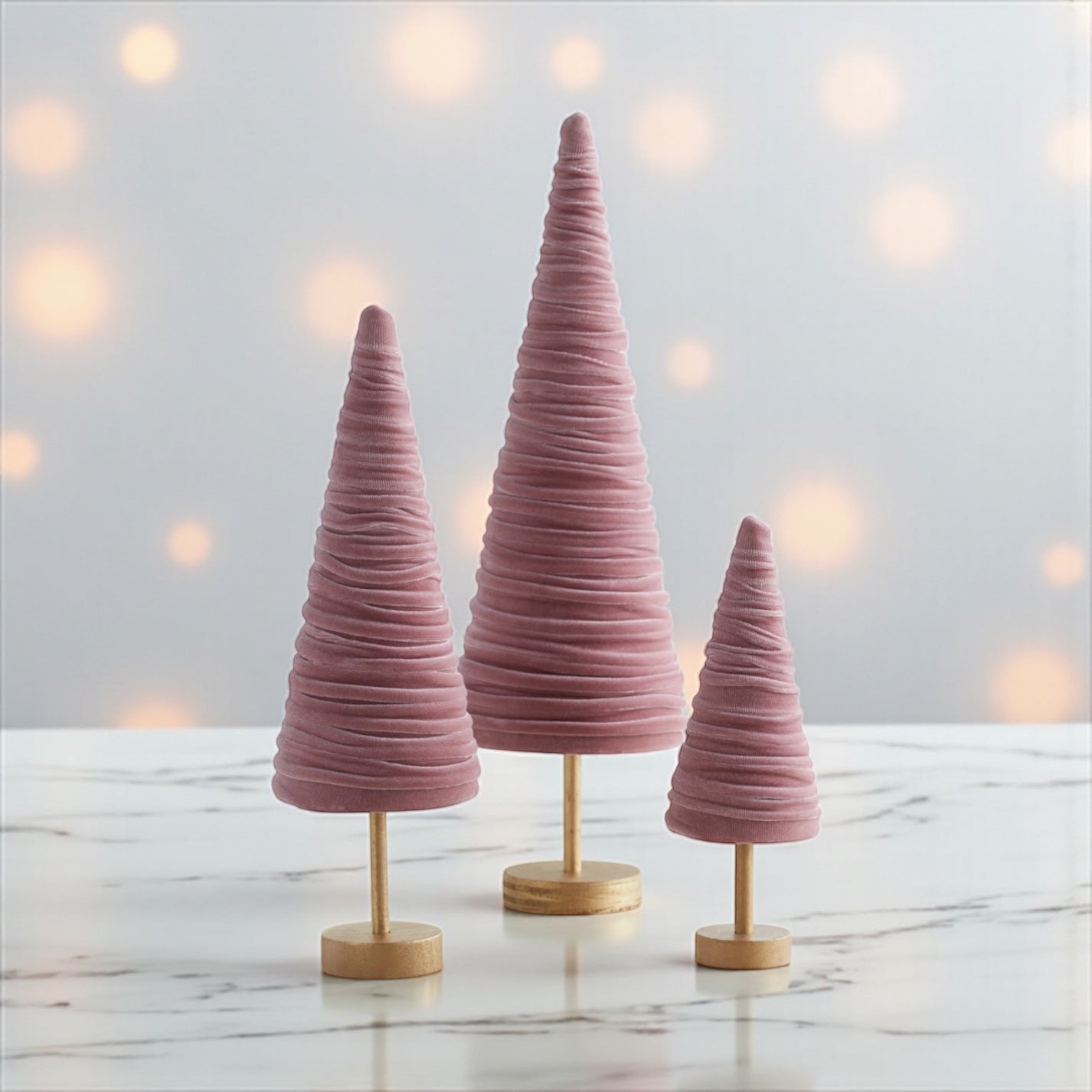 Velvet Pedestal Trees – Set of 3