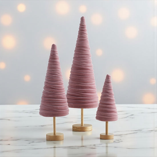 Velvet Pedestal Trees – Set of 3