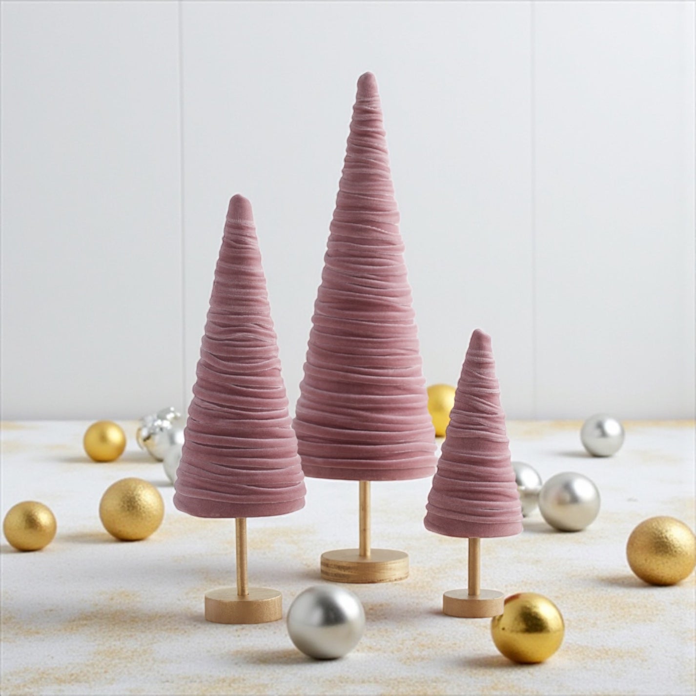Velvet Pedestal Trees – Set of 3