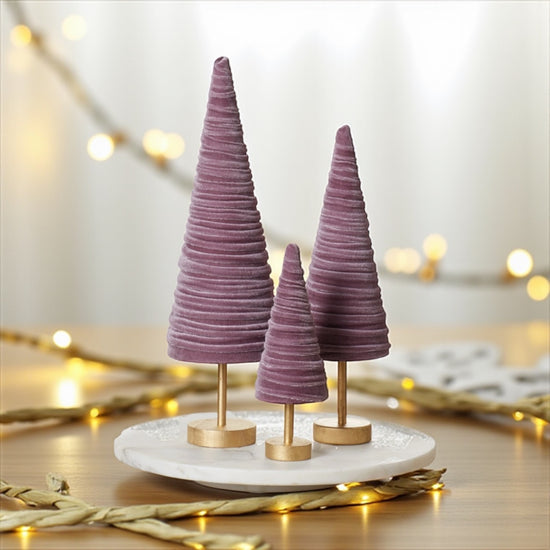 Velvet Pedestal Trees – Set of 3