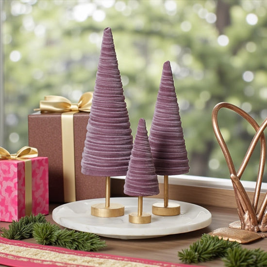 Velvet Pedestal Trees – Set of 3