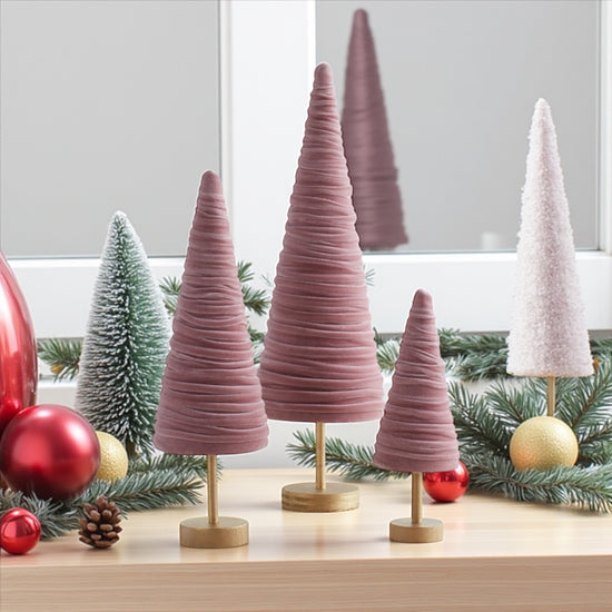 Velvet Pedestal Trees – Set of 3