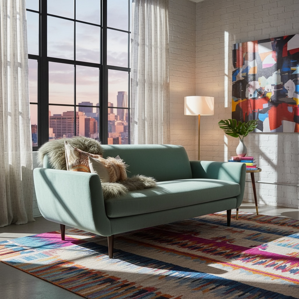 Jessica Sofa – Silver Sage Velvet / Dark Walnut