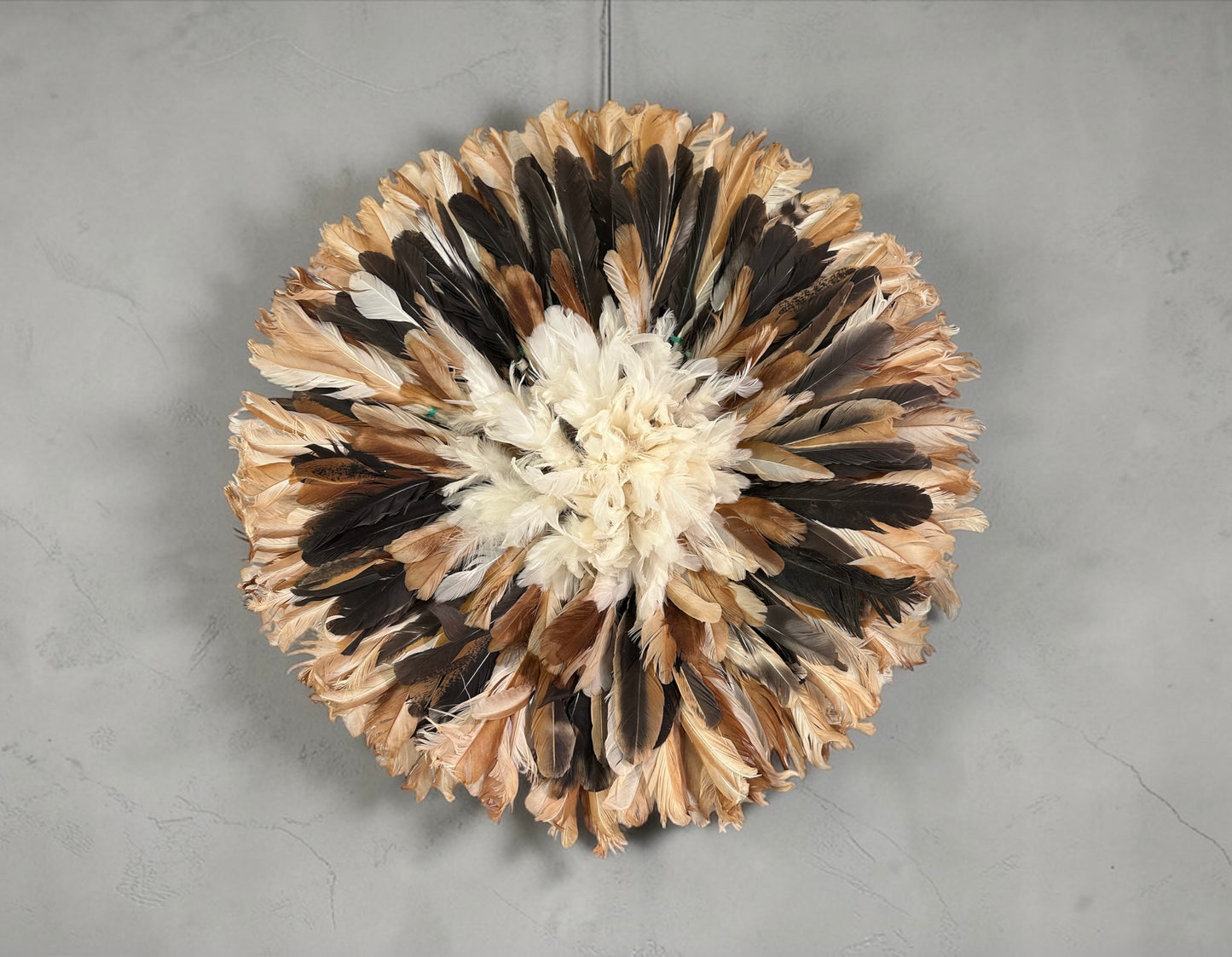 Juju Feather Hat - 18" Beige, Brown and Tan