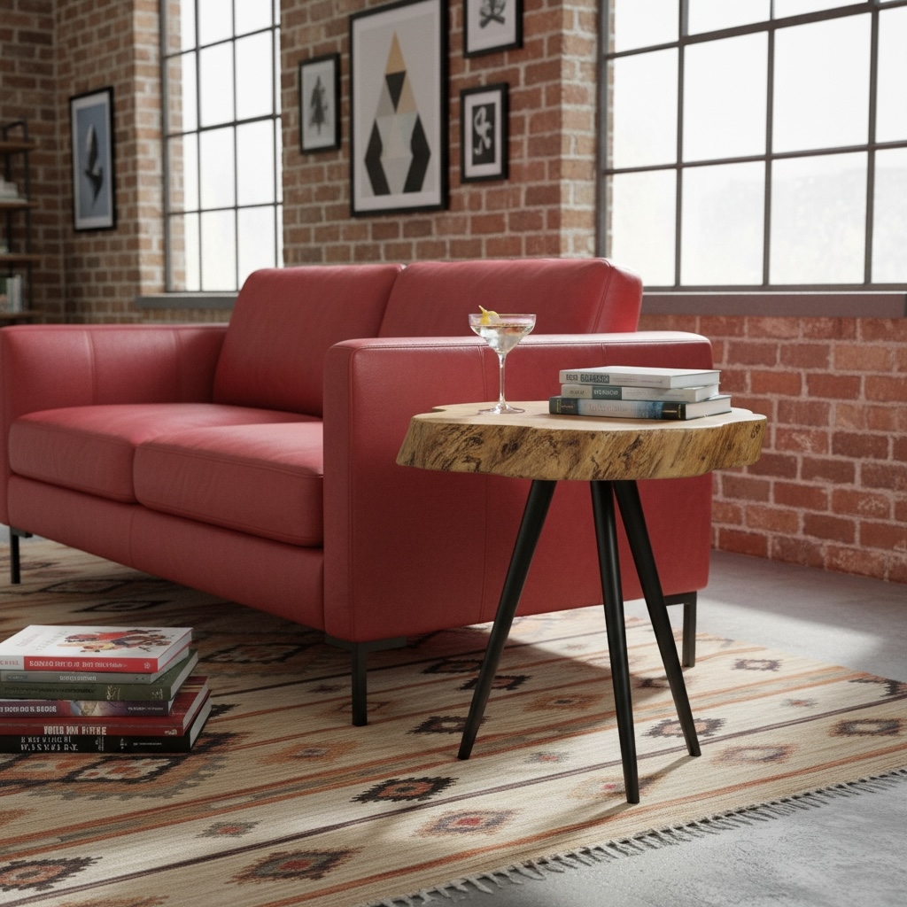 Live Edge Longan Wood Side Table
