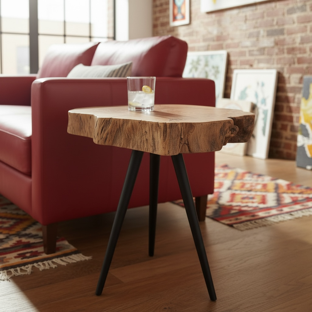 Live Edge Longan Wood Side Table