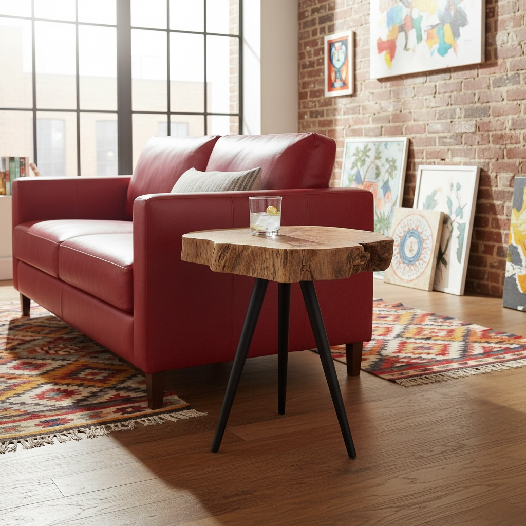 Live Edge Longan Wood Side Table