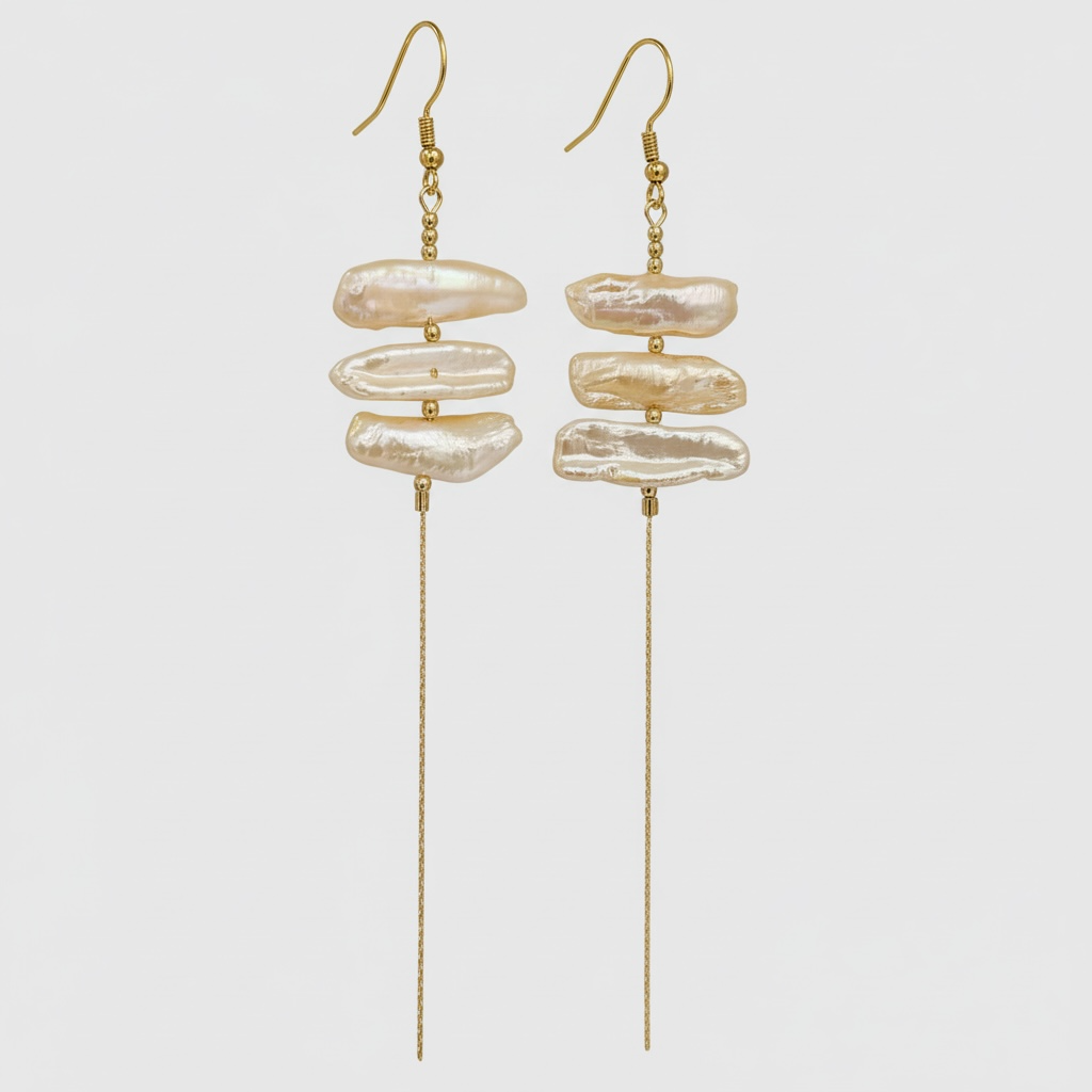 Freshwater Pearl Linear Dangles in Gold-Filled
