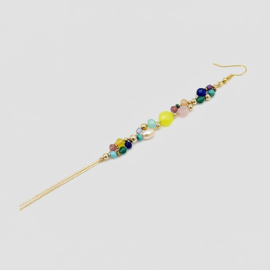 Handcrafted Natural Stone & Gold-Filled Long Dangle Earrings