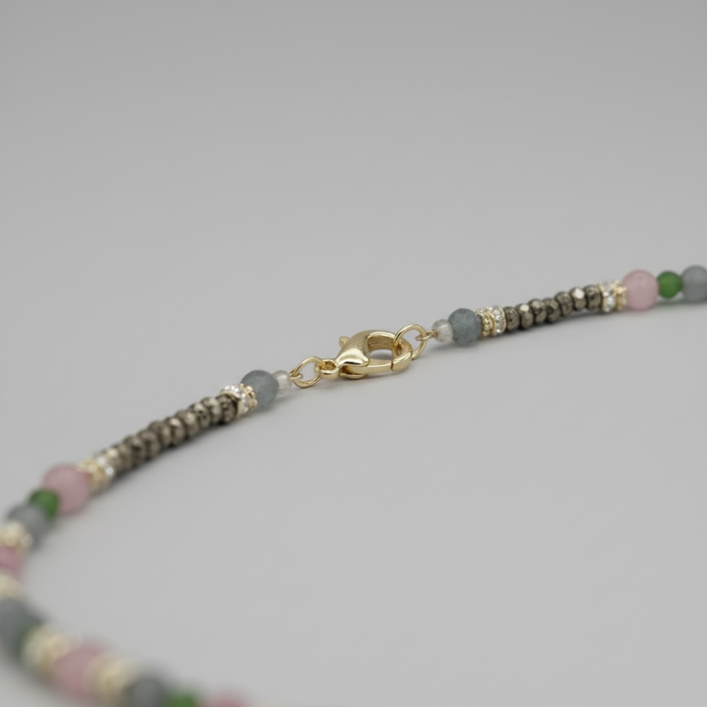Vermeil Gemstone Charm Necklace with Tanzanite & Tourmaline
