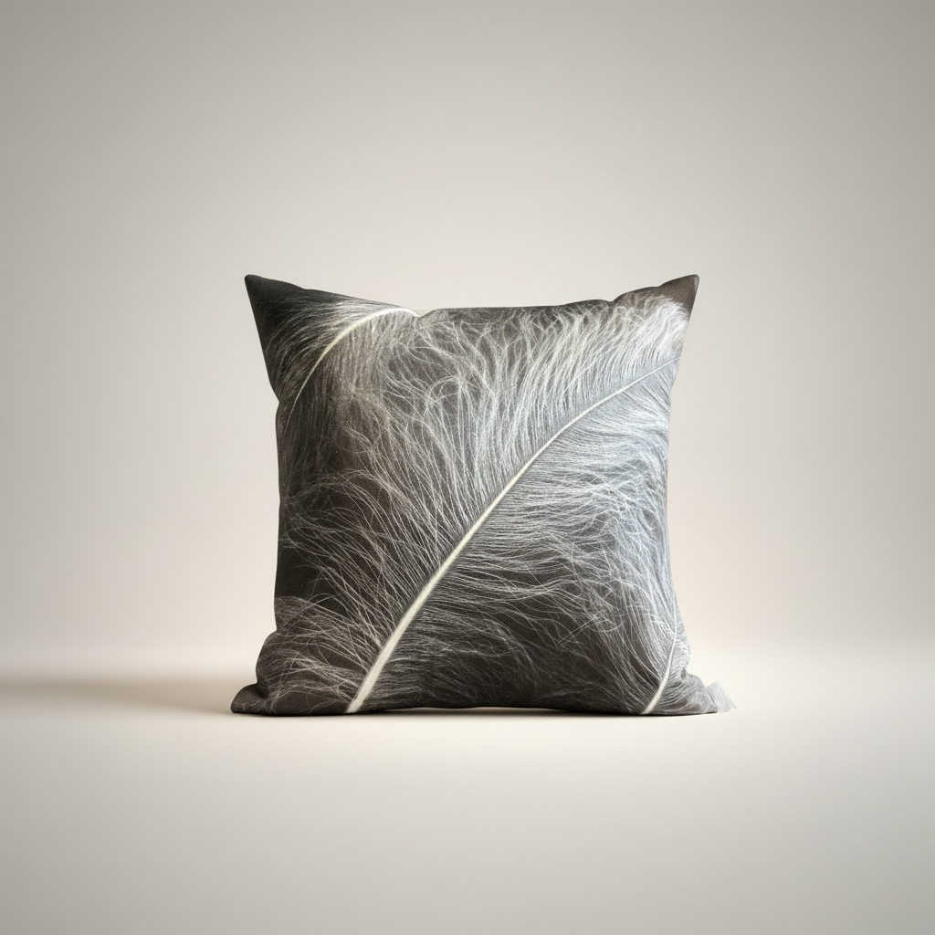 Ostrich Kohl on Ivoire Velvet Pillow
