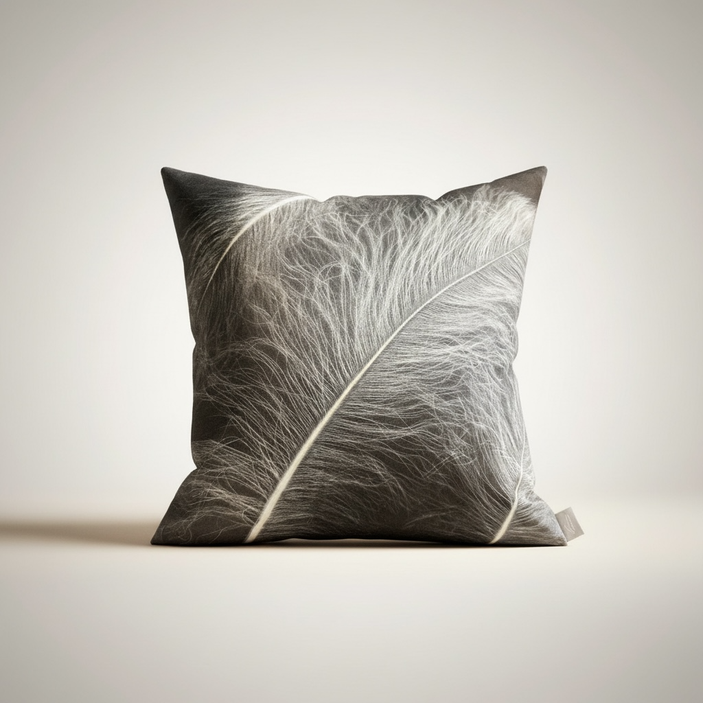 Ostrich Kohl on Ivoire Velvet Pillow