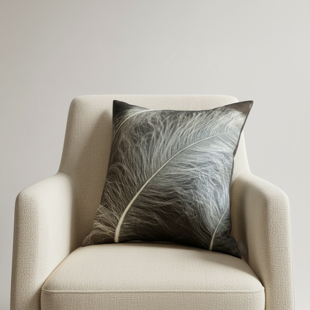Ostrich Kohl on Ivoire Velvet Pillow