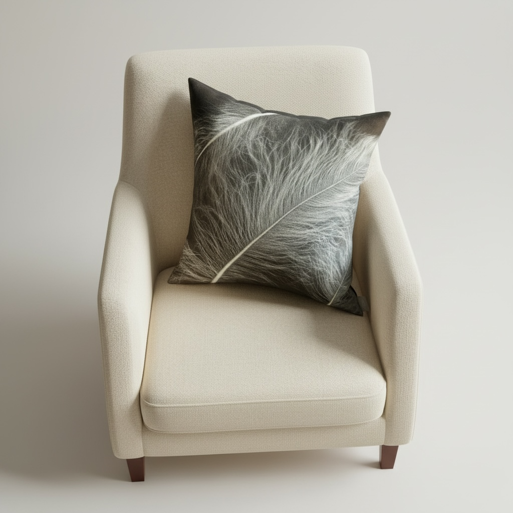Ostrich Kohl on Ivoire Velvet Pillow