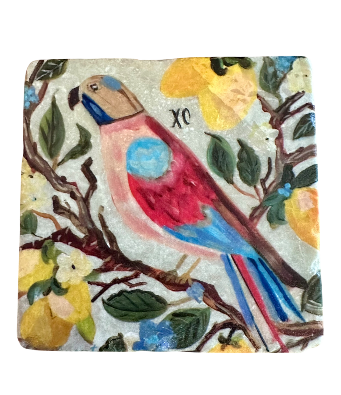 Chinoiserie Birds - Tumbled Marble Coasters