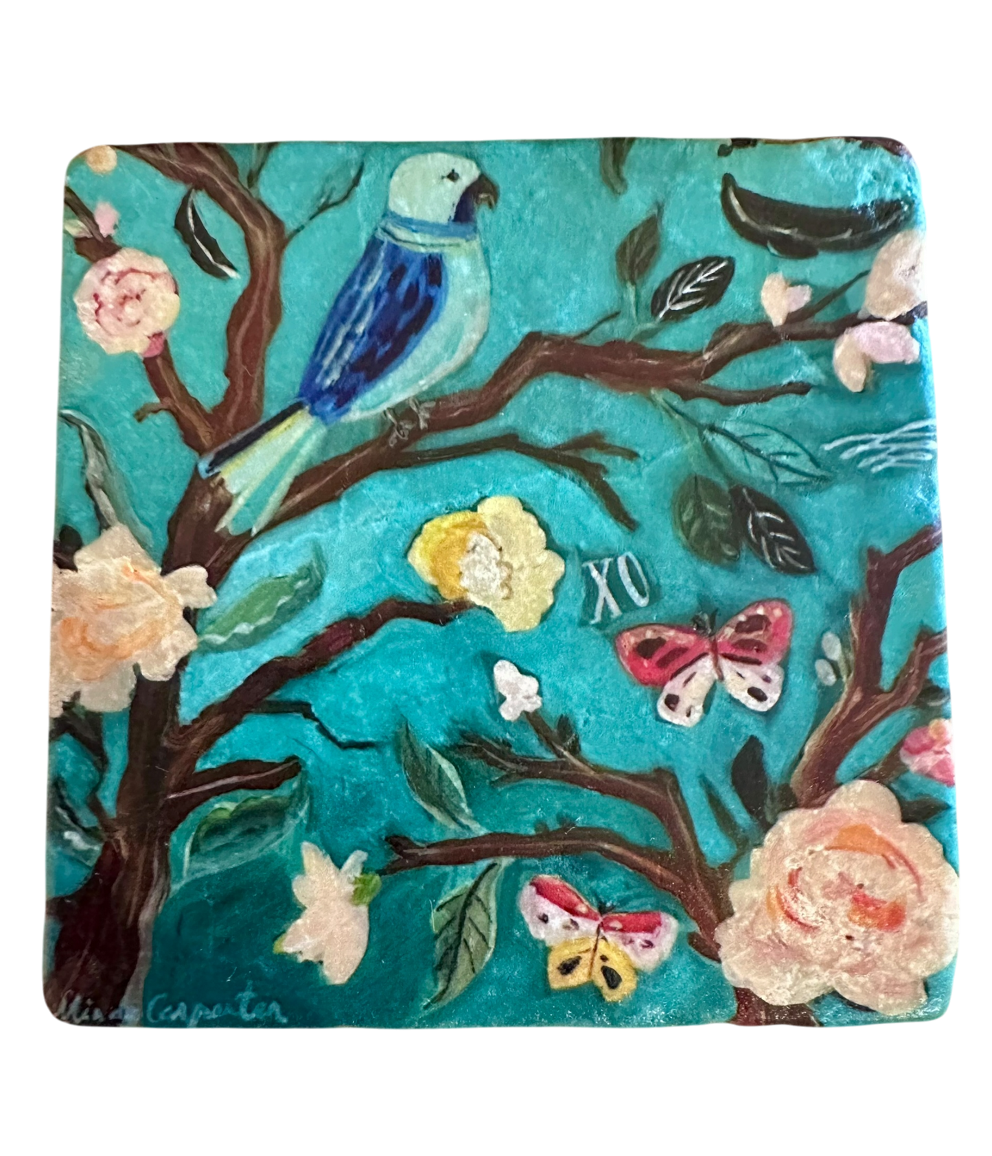 Chinoiserie Birds - Tumbled Marble Coasters