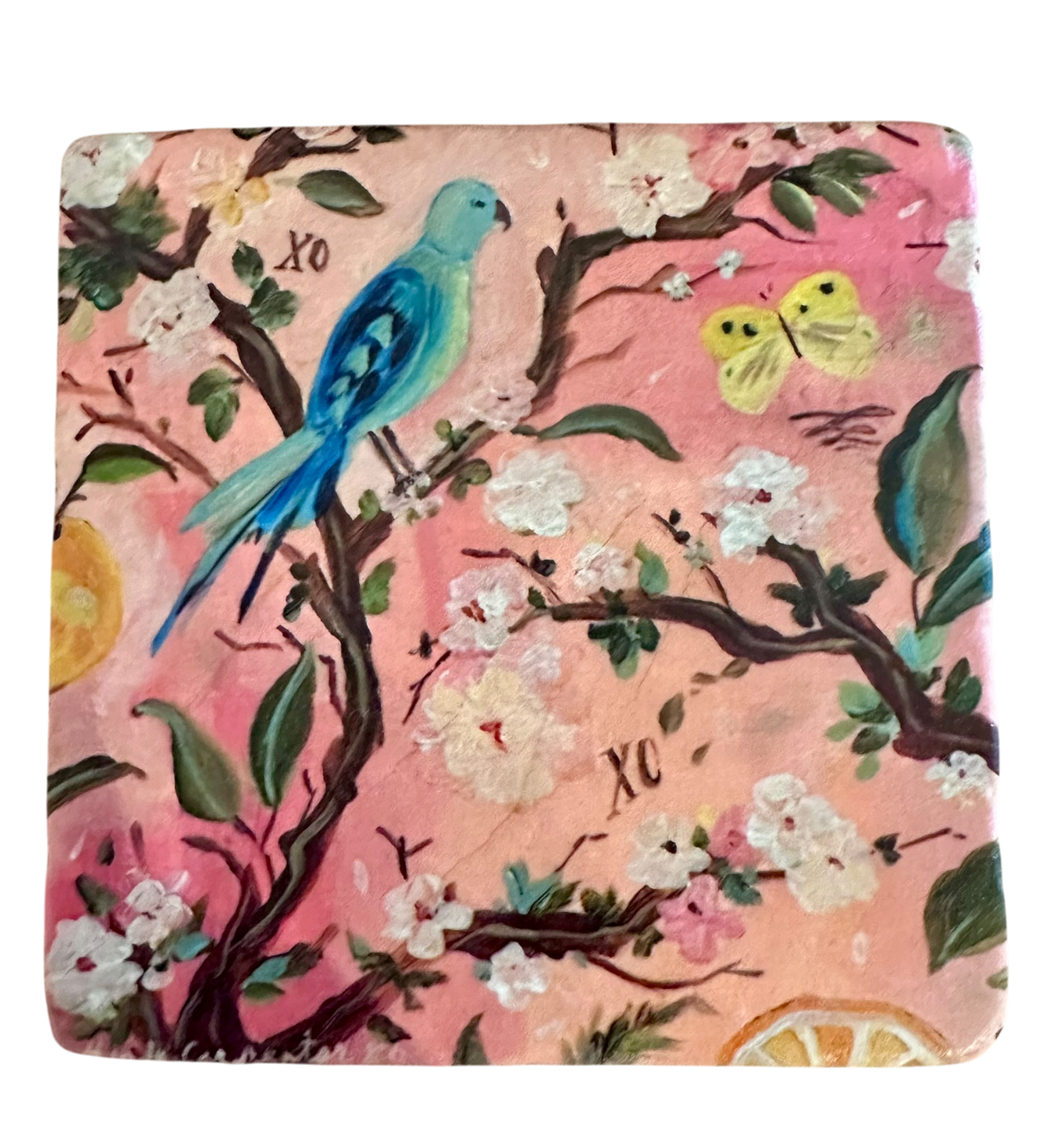 Chinoiserie Birds - Tumbled Marble Coasters