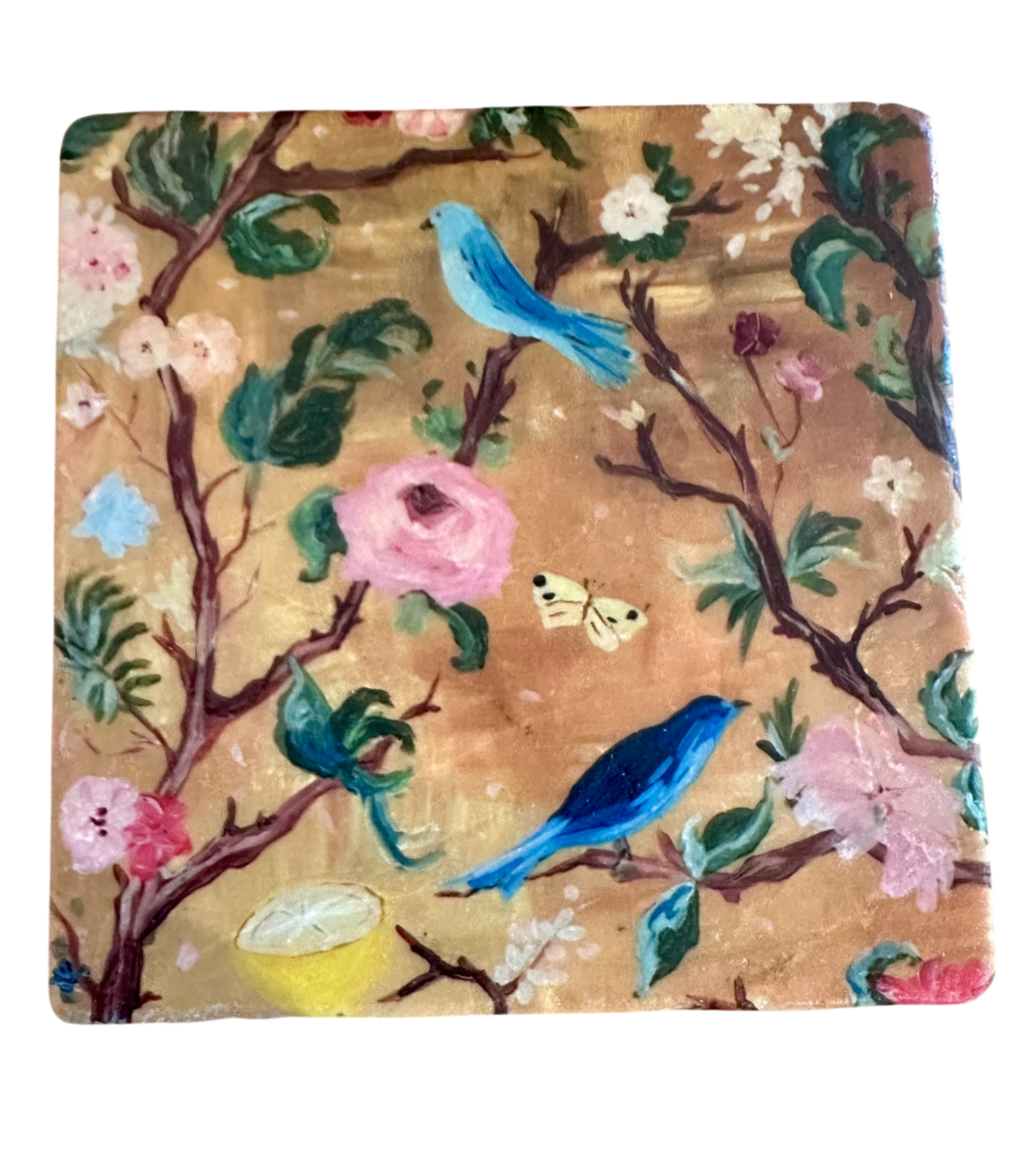 Chinoiserie Birds - Tumbled Marble Coasters