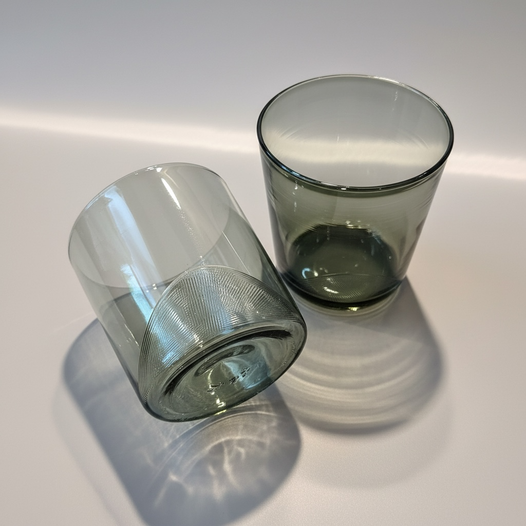 Horizon Handblown Glassware SET - Grey w/ Etched Cut