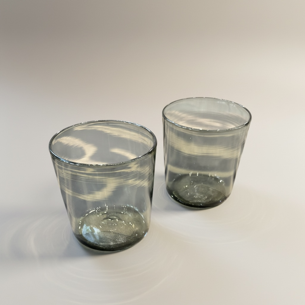 Horizon Handblown Glassware SET - Grey w/ Etched Cut