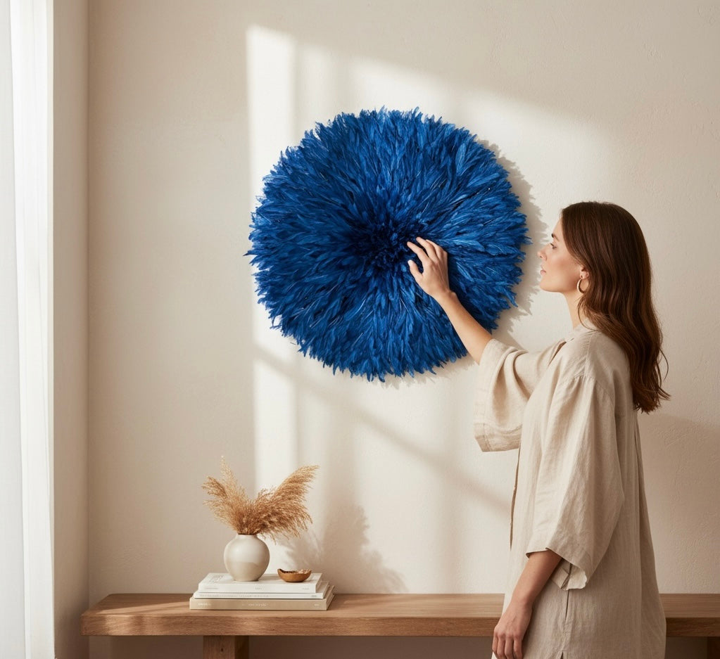 Juju Feather Hat - 30" Blue
