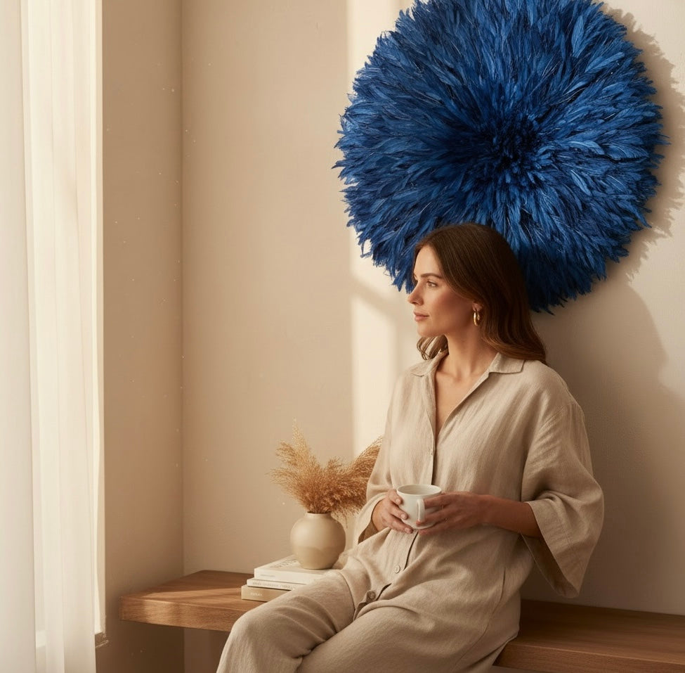 Juju Feather Hat - 30" Blue