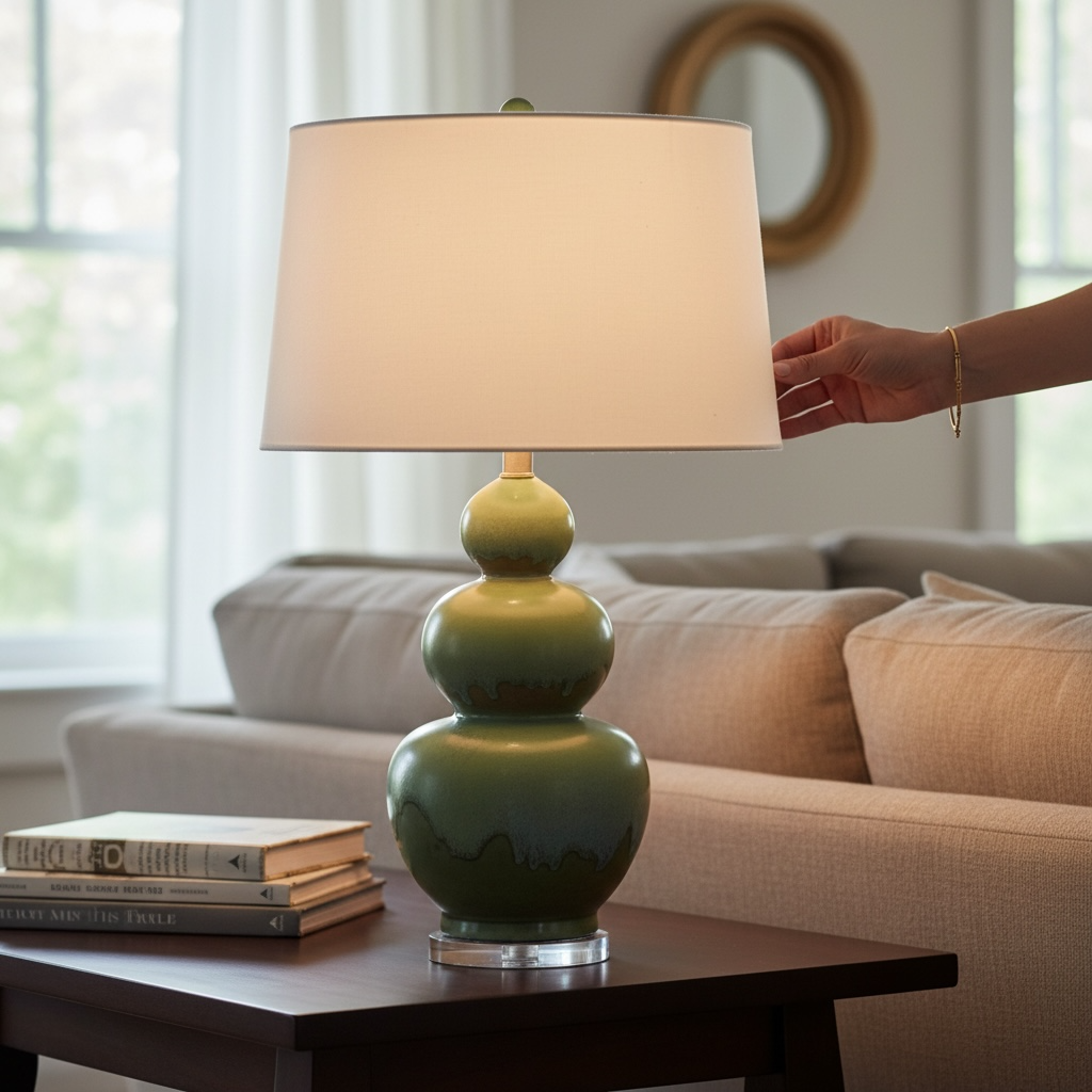 Triple Gourd Vase Lamp - Verdigris