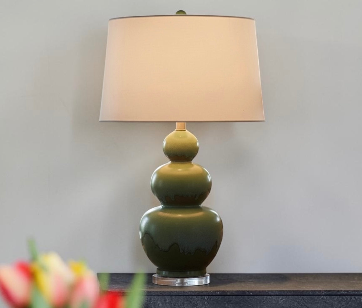 Triple Gourd Vase Lamp - Verdigris