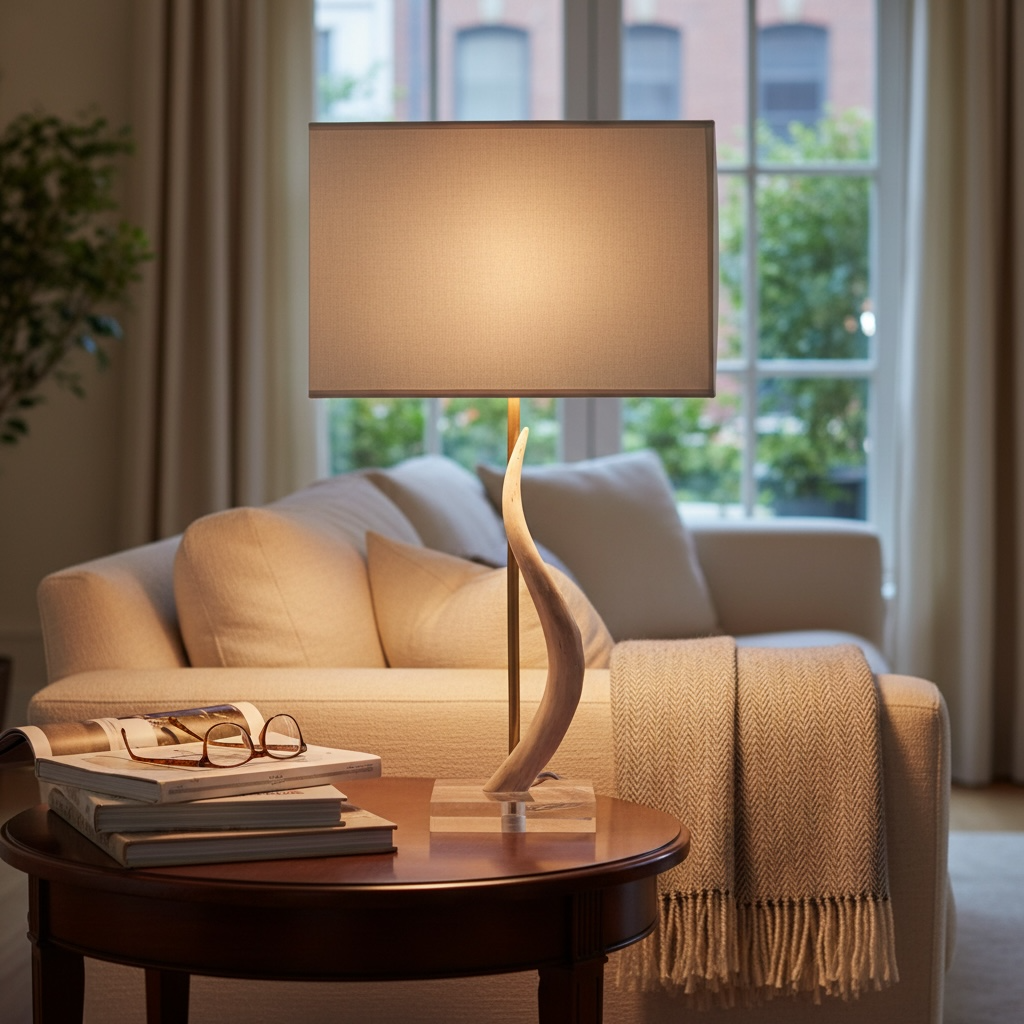 Impala Horn Table Lamp on Acrylic