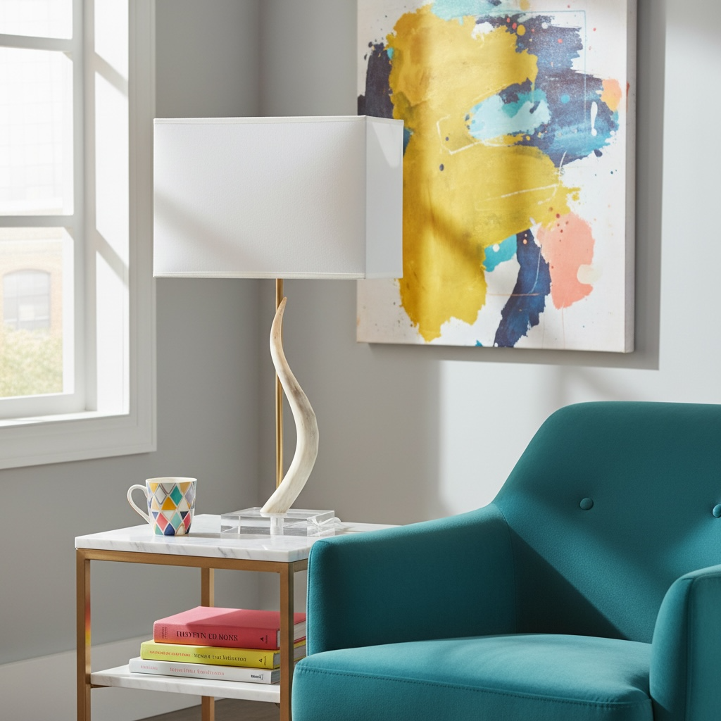 Impala Horn Table Lamp on Acrylic