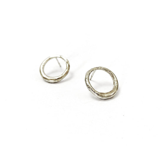 Organic Silver Circle Stud Earring