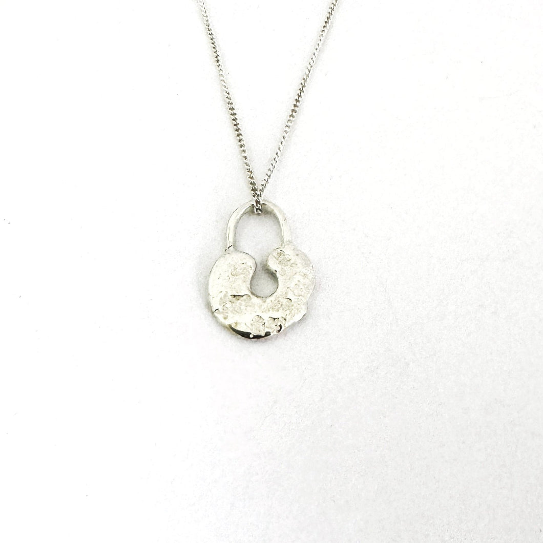 Sandcast Lock Pendant Necklace