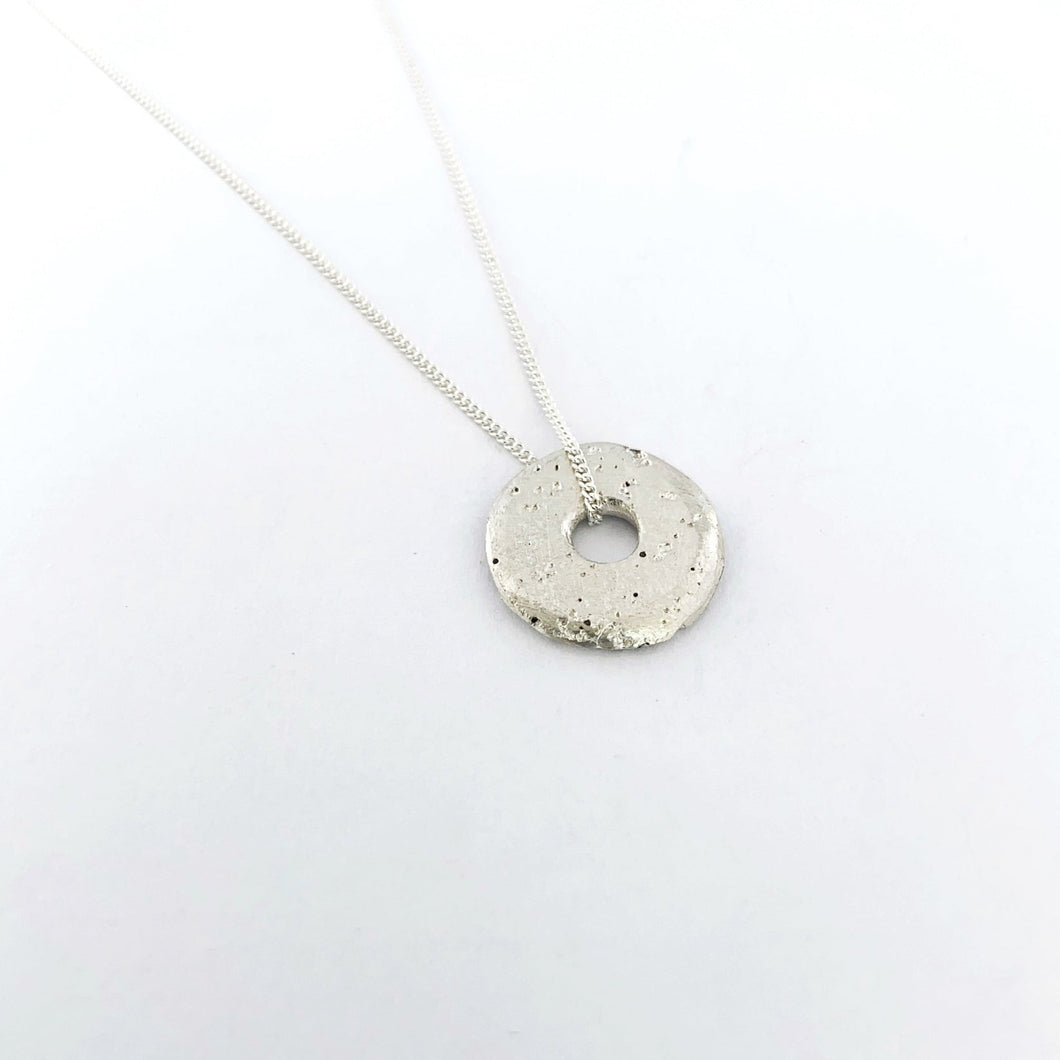 Sandcast Donut Pendant Necklace